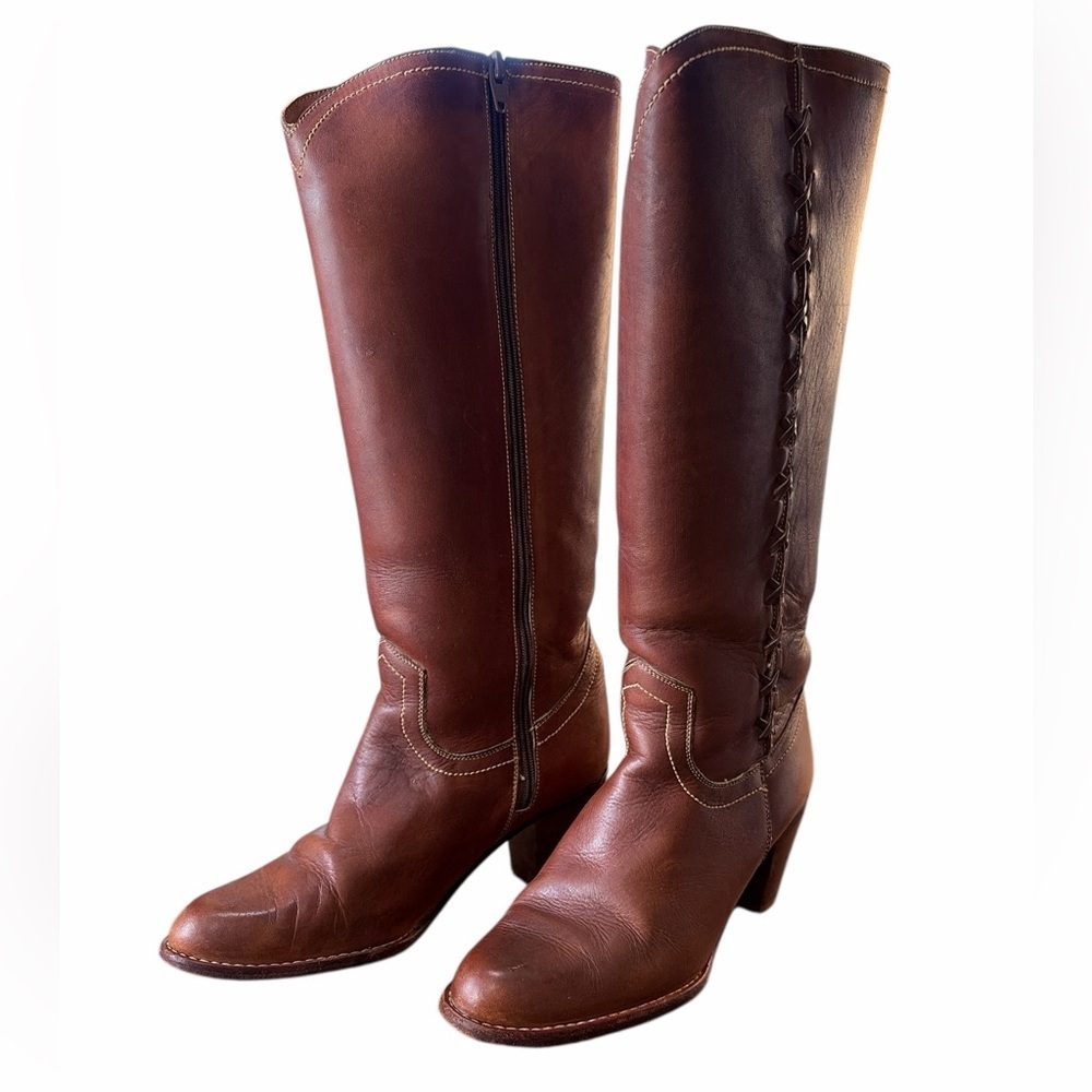 80’s Latinas Braid Vintage Leather Circle S Brazilian Campus Boot - Picture 10 of 16